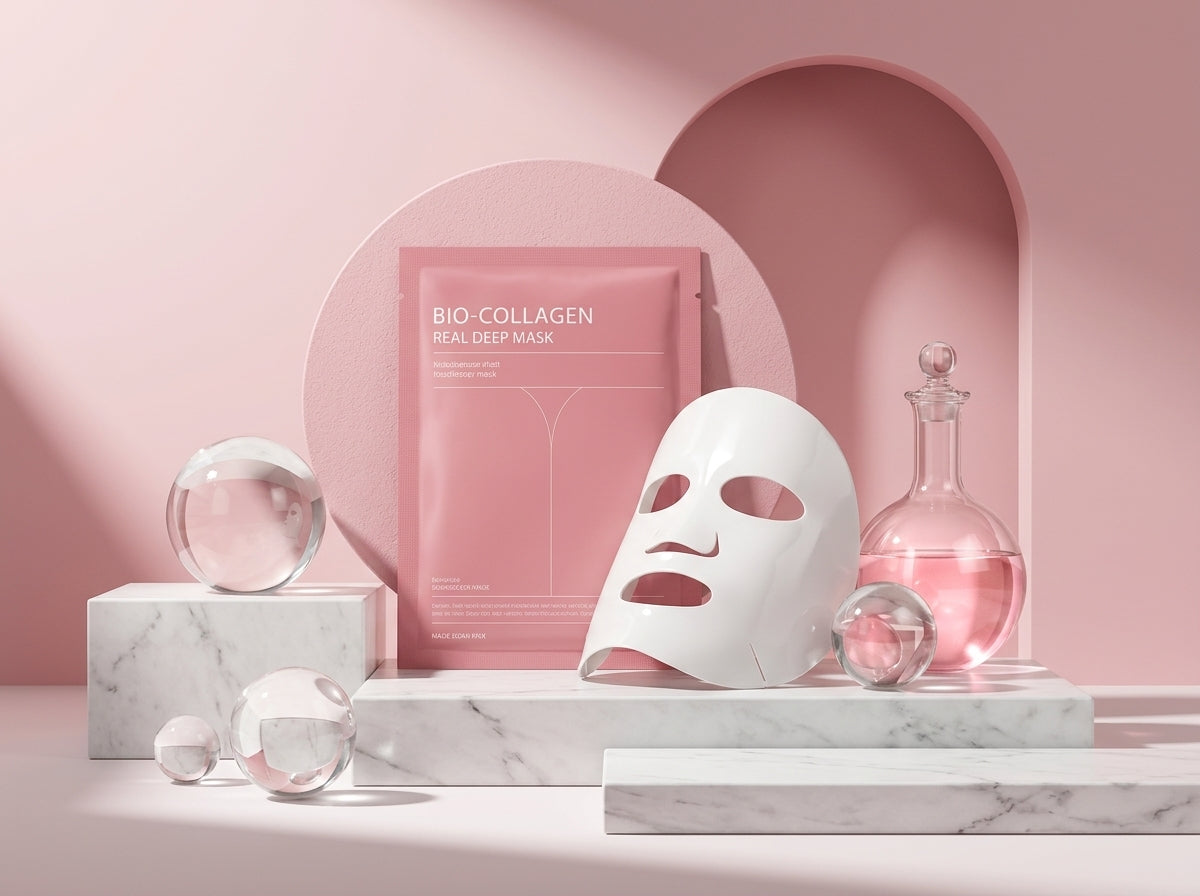 Bio-Collagen Mask Architectural Podium Still Life